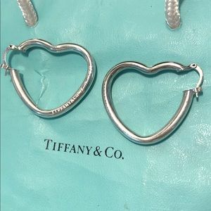 Tiffany & Co sterling silver heart hoop earrings